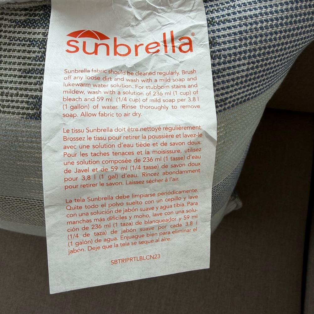4 Sunbrella 20" X 20" Toss Pillows Coastal Calm Collection Blue Gray White NEW - Picture 5 of 13